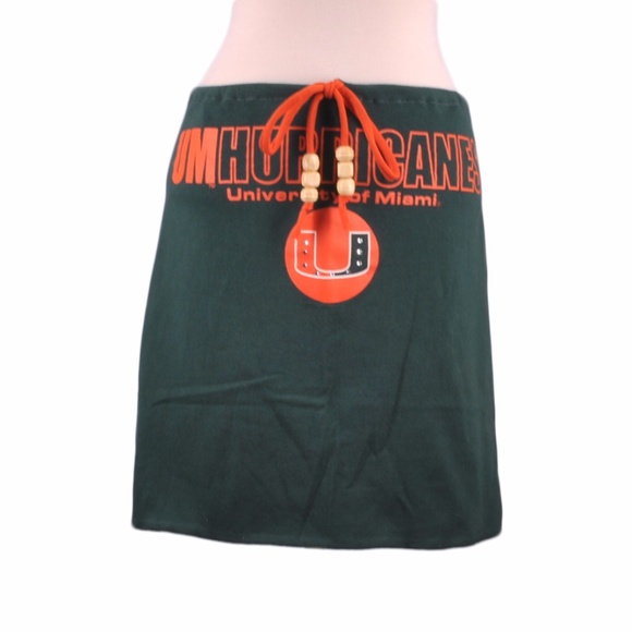 UM Miami Hurricanes Canes Green Mini Skirt Orange Game Day Collegiate Women's S - Picture 1 of 2